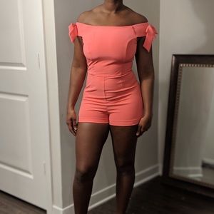 Off-The-Shoulder Pink Romper